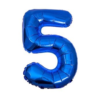 Extra Large Blue Foil Number 5 Balloon