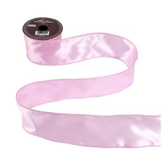 Pale Pink Wire Edge Satin Ribbon 63mm x 3m image number 2