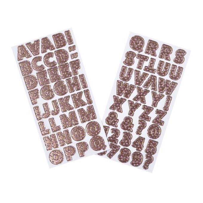 Pink Leopard Print Alphabet Chipboard Stickers 76 Pieces image number 1