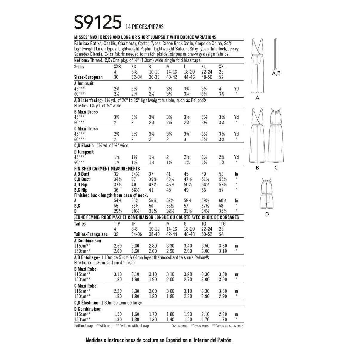 Simplicity Women’s Jumpsuit Sewing Pattern S9125 Hobbycraft