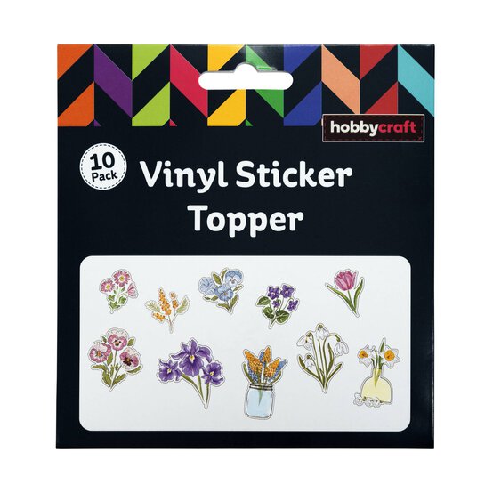 Floral Vinyl Sticker Toppers 10 Pieces image number 4