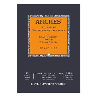 Arches Rough 300g Watercolour Paper A4 12 Sheets