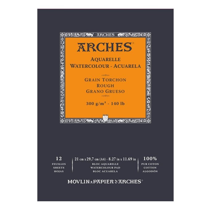 Arches Rough 300g Watercolour Paper A4 12 Sheets image number 1