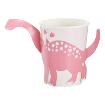 Ginger Ray Pink Pop-Out Dinosaur Paper Cups 8 Pack