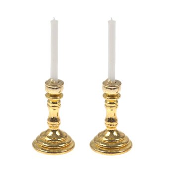Doll&rsquo;s House Brass Candlesticks 2 Pack