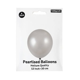 Silver Pearlised Latex Balloons 8 Pack image number 3