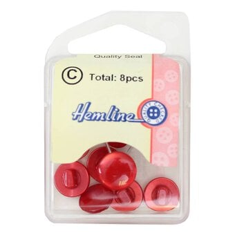 Hemline Red Basic Knitwear Button 8 Pack