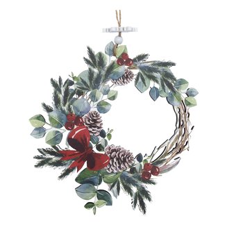 Hanging Wooden Wreath Decoration 20cm 