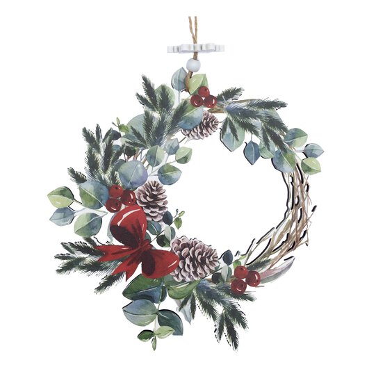 Hanging Wooden Wreath Decoration 20cm  image number 2