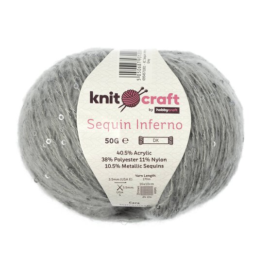 Knitcraft Grey Sequin Inferno DK 50g image number 1