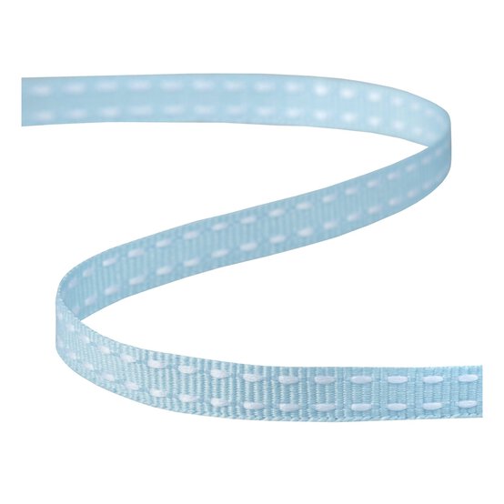 Baby Blue Grosgrain Running Stitch Ribbon 6mm x 5m image number 2