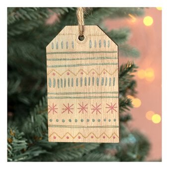 Hanging Wooden Patterned Tag 10cm