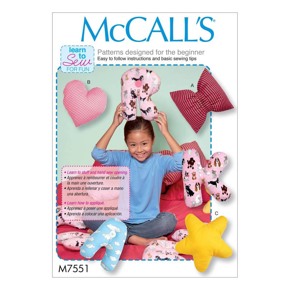 McCall's Novelty Pillowcases Sewing Pattern M7551 Hobbycraft