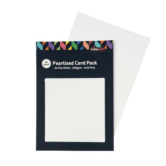 White Pearlised Card A4 16 Pack  image number 1