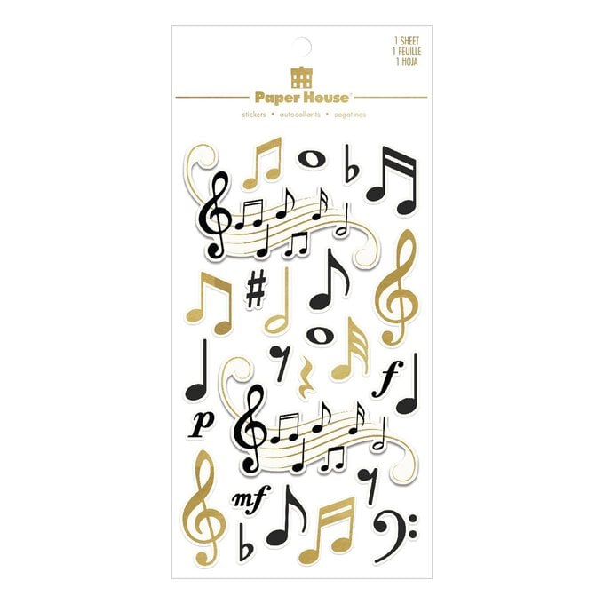 Paper House Musical Note 3D Stickers 26 Pieces image number 1
