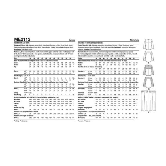 Know Me Men's Shirt and Trousers  Sewing Pattern ME2113 (MLL 36-42) image number 2