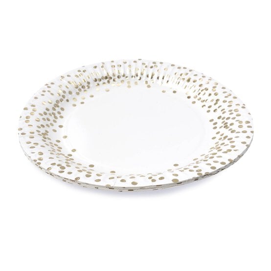 Create & Celebrate Gold Dotted Paper Plates 6 Pack  image number 3