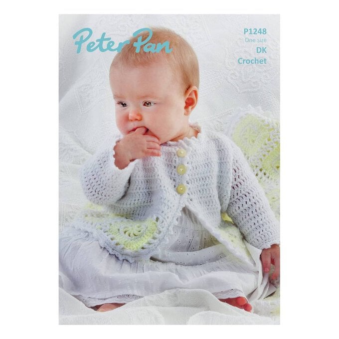 Peter Pan Baby Merino Crochet Blanket and Cardigan Digital Pattern P1248 image number 1