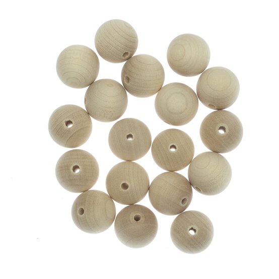 Round Wooden Beads 20mm 18 Pack image number 1