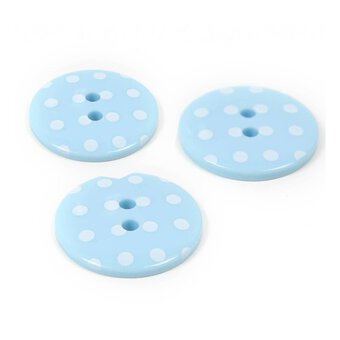 Hemline Sky Blue Novelty Spotty Button 3 Pack