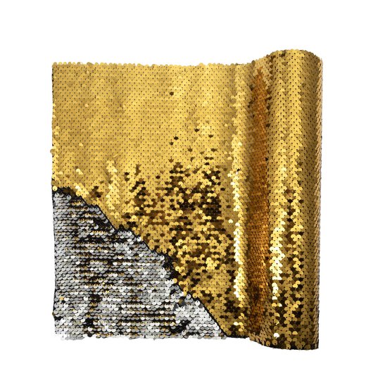 Gold and Silver Sequin Fabric Roll 28cm x 2m  image number 3