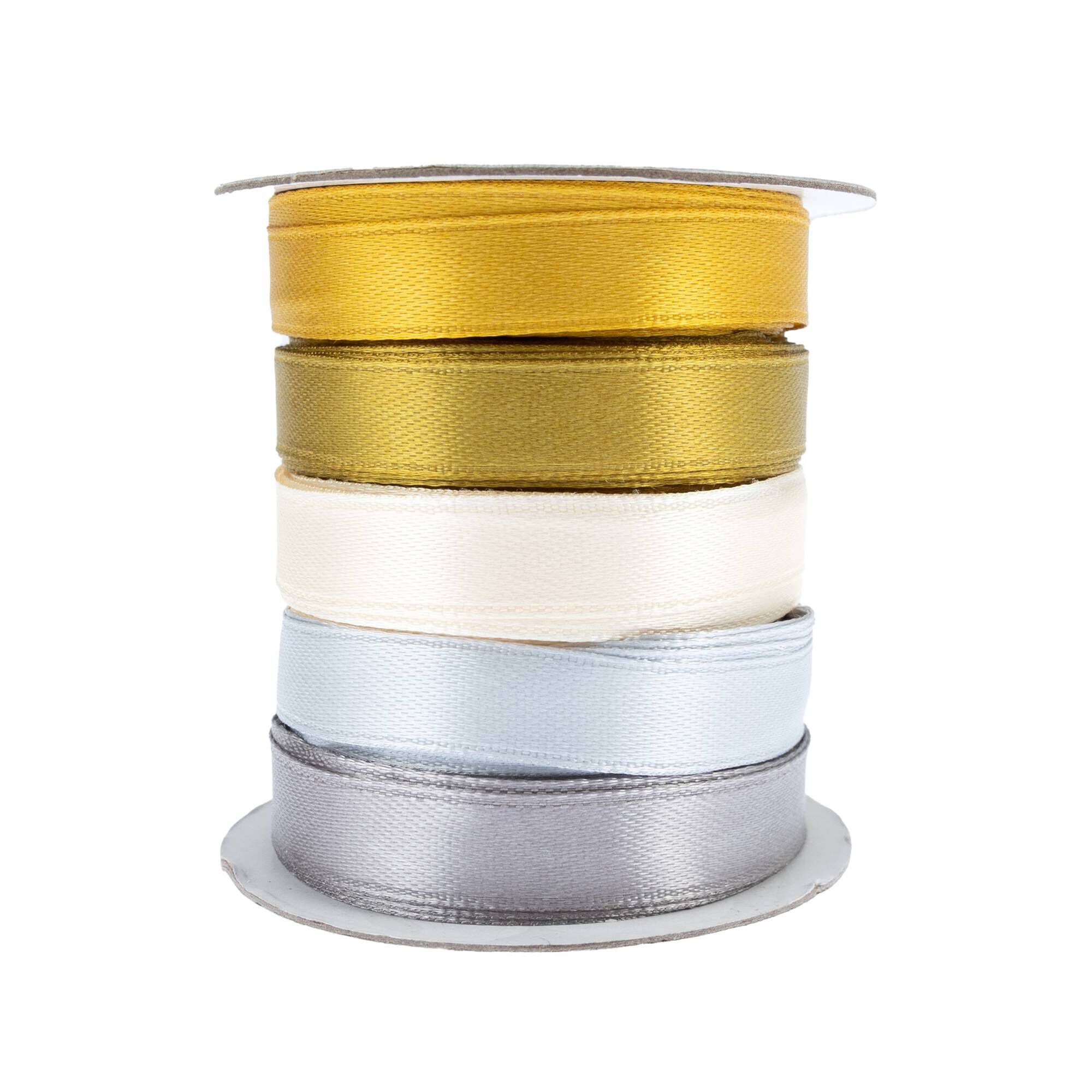 Gold and Silver Satin Ribbons 5 Pack Hobbycraft
