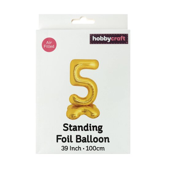 Standing Gold Number 5 Balloon 1m image number 4