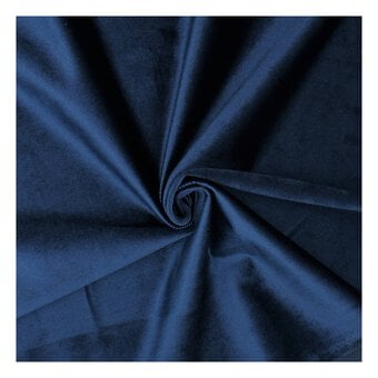 Navy Polyester Belissimo Velvet Fabric by the Metre