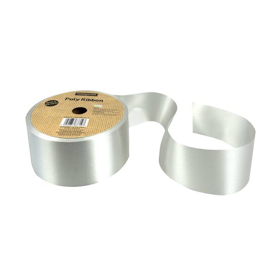 Silver Poly Ribbon 5cm x 91m image number 1