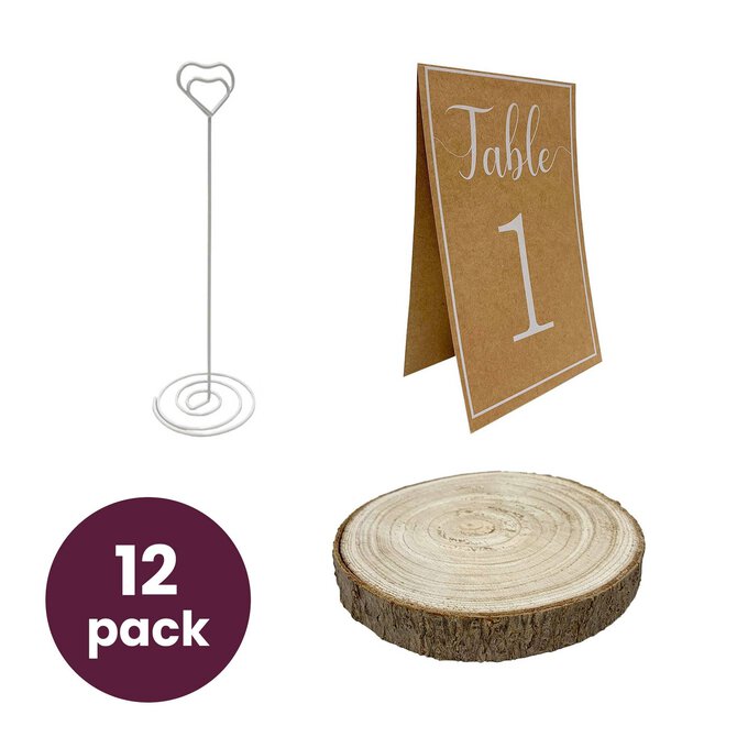 Wooden Slice and Kraft Table Numbers 12 Pack Bundle image number 1