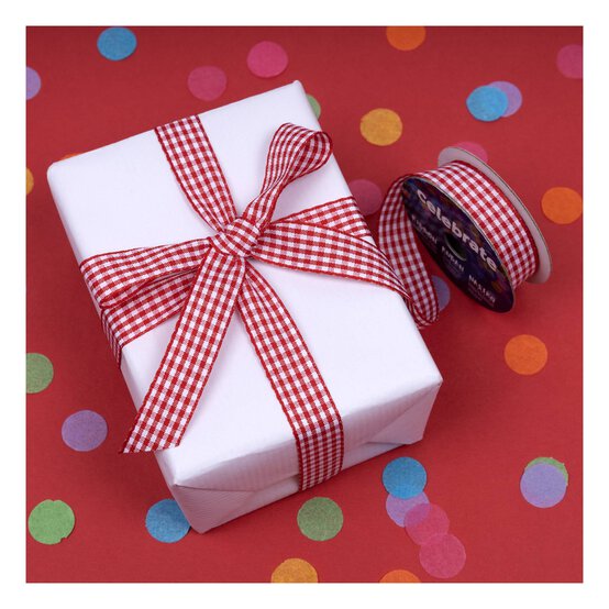 Red Gingham Ribbon 15mm x 4m image number 5