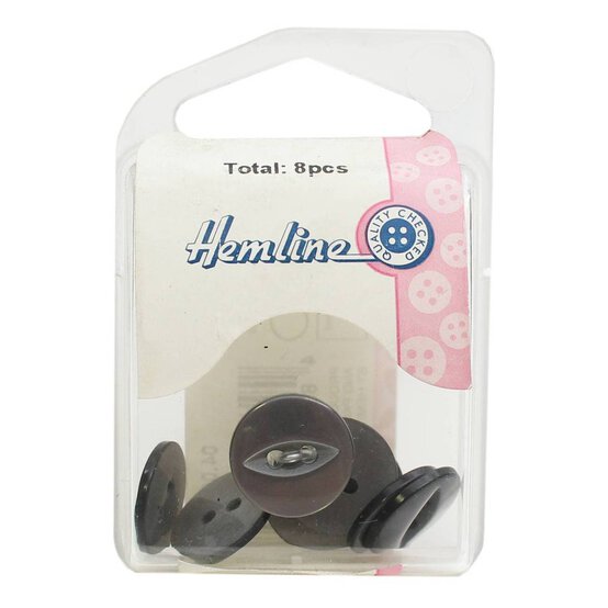 Hemline Grey Basic Fish Eye Button 8 Pack image number 2