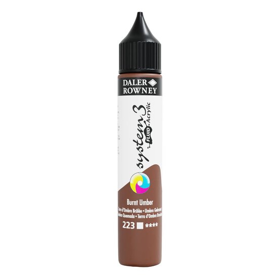 Daler-Rowney System3 Burnt Umber Fluid Acrylic 29.5ml (223) image number 1