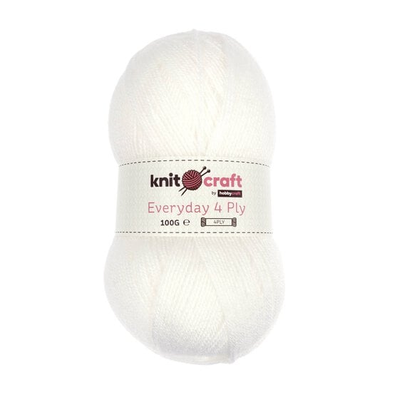 Knitcraft White Everyday 4 Ply Yarn 100g image number 1