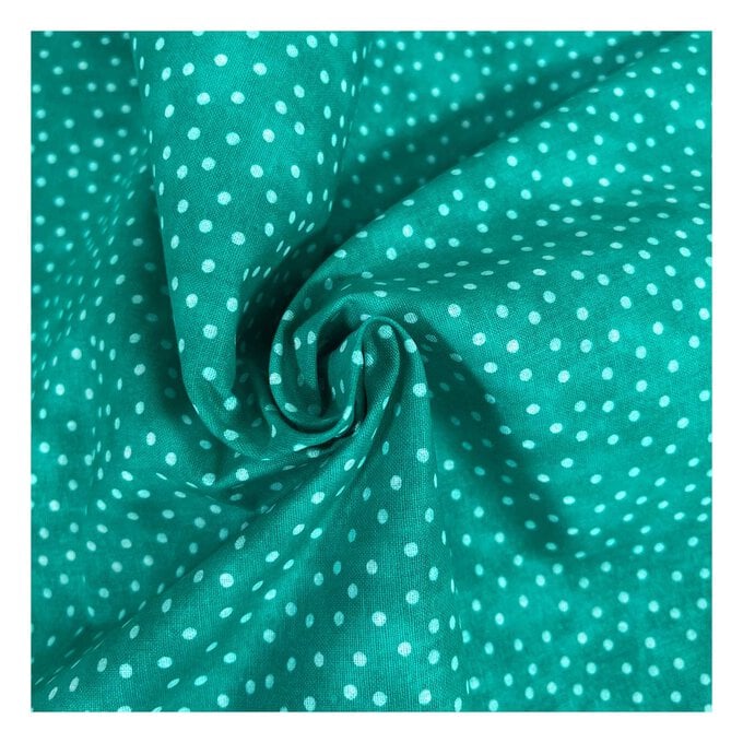 Aqua Green Spotty Cotton Textured Blender Fabric by the Metre image number 1