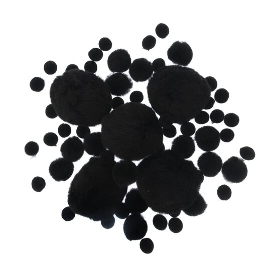 Black Pom Poms 60 Pack image number 1