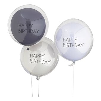 Ginger Ray Blue and Grey Double Layered Balloons 3 Pack