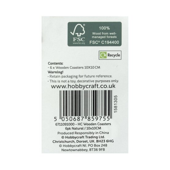 Square Wooden Coasters 6 Pack image number 5