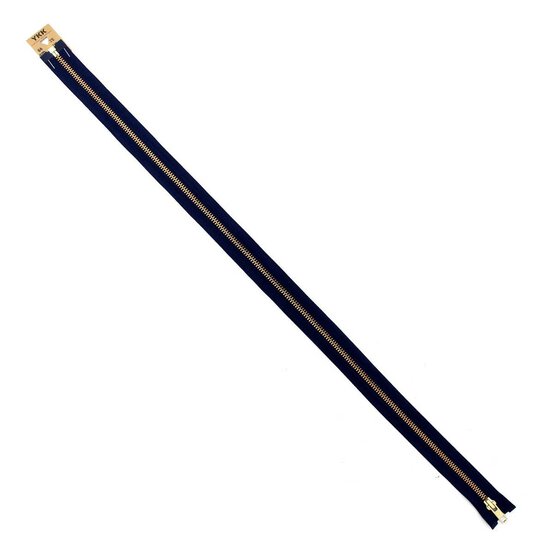 YKK Medium Weight Brass Elements Zip 66cm Navy Blue image number 2