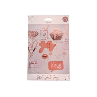 Pink and Rose Gold Hen Party Photo Booth Props 10 Pack