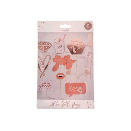 Pink and Rose Gold Hen Party Photo Booth Props 10 Pack image number 1