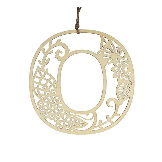 Wooden Filigree Hanging Letter O 12cm image number 2