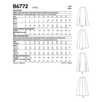 Butterick Women’s Skirt Sewing Pattern B6772 (6-14)