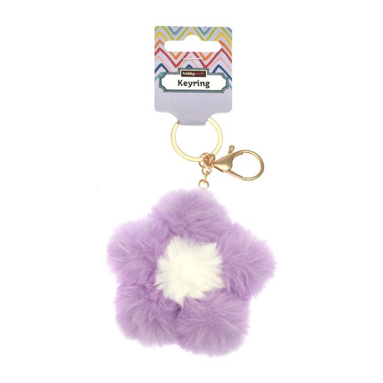 Purple Pom Pom Flower Keyring image number 4