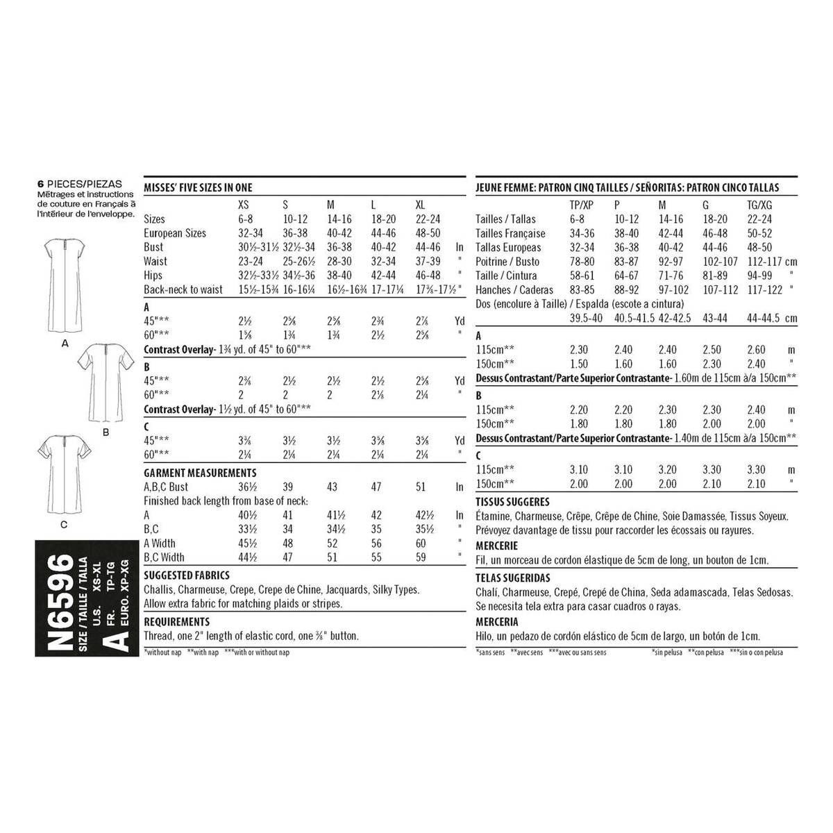 New Look Women's Asymmetrical Dress Sewing Pattern N6596 Hobbycraft