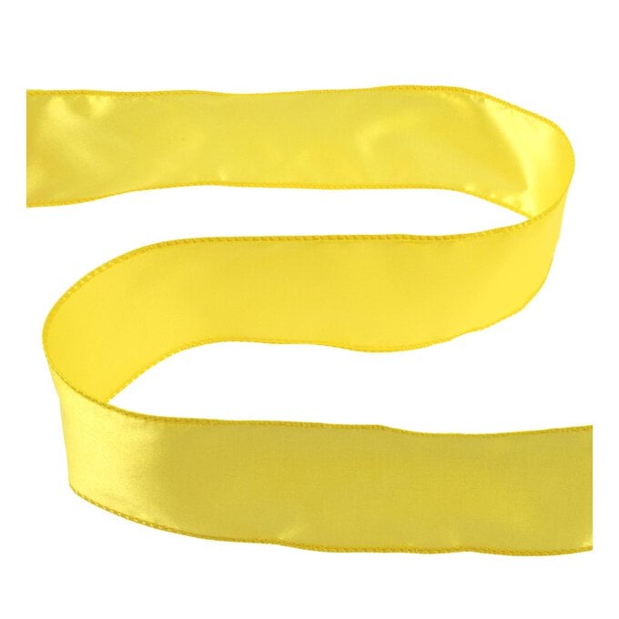 Yellow Wire Edge Satin Ribbon 63mm x 3m image number 1