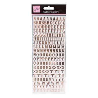 Anita's Rose Gold Traditional Alphabet Outline Stickers