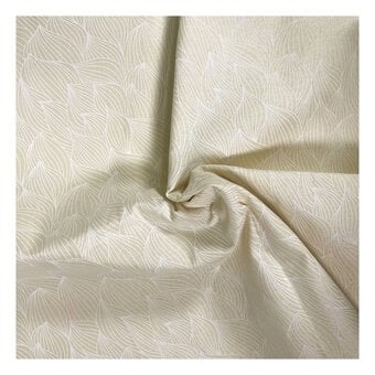 Ivory Leaf Cotton Fabric by the Metre