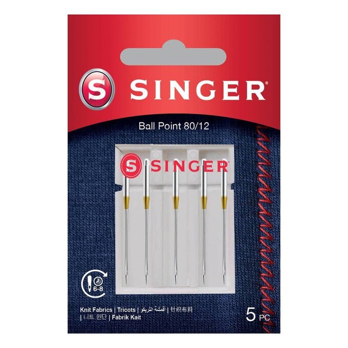 Singer Ball Point Machine Needles Size 80 5 Pack image number 1