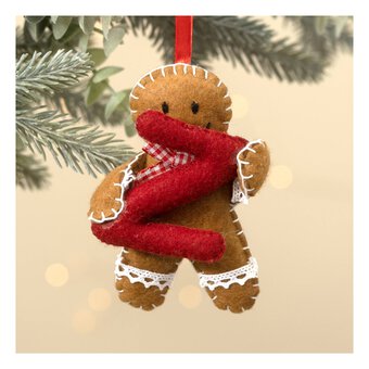 Hanging Gingerbread Felt Letter Z Decoration